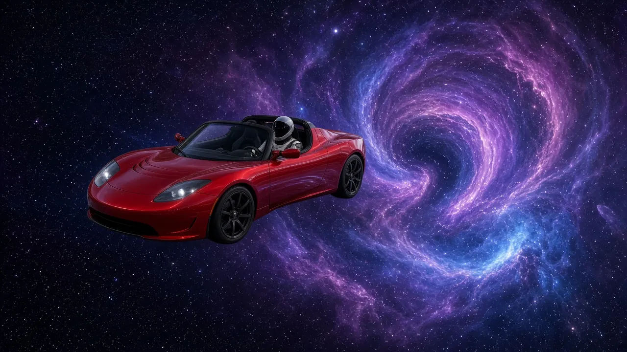 Roadster against a nebula