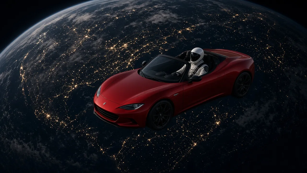 Night side of Earth from the Roadster