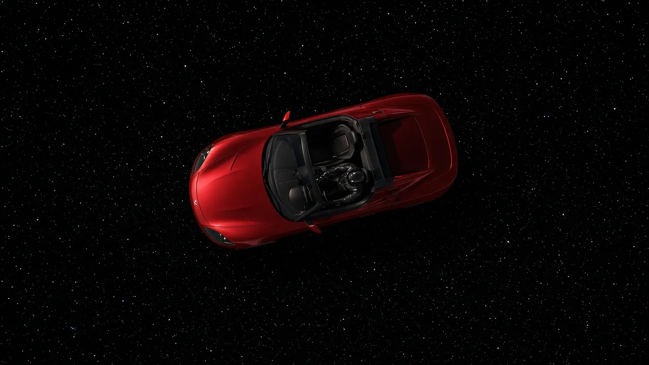 Top-down view of Roadster in the star void